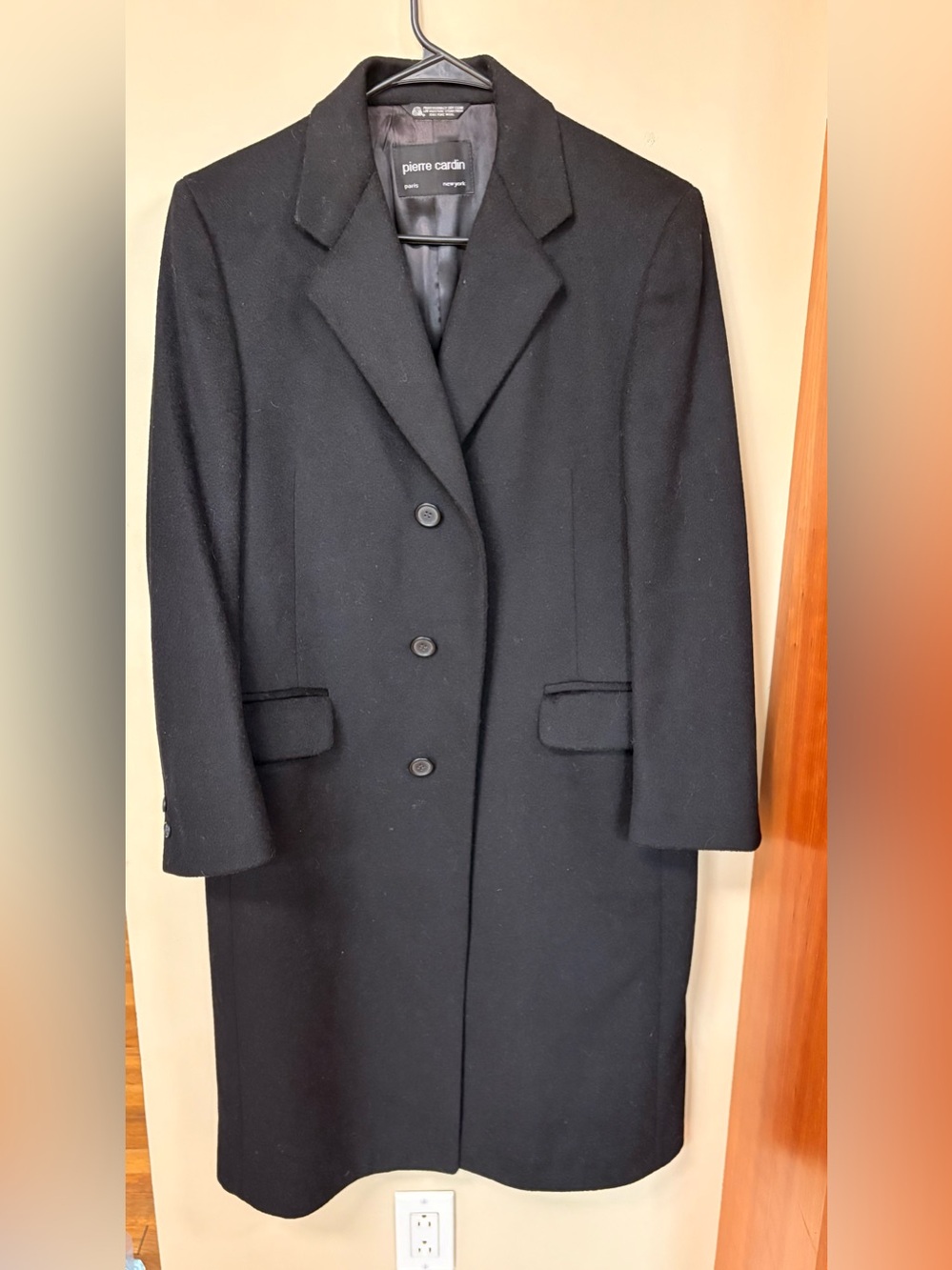 Pierre Cardin Men's Black Wool Pea Coat